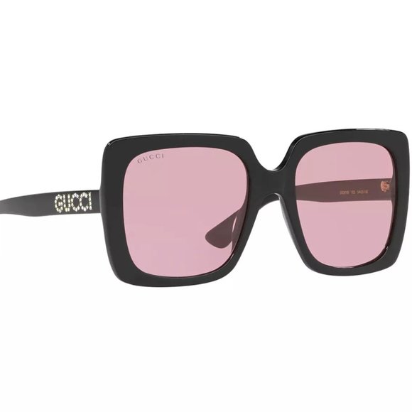 Gucci Square Frame Crystal Logo Sunglasses - Black main image 6